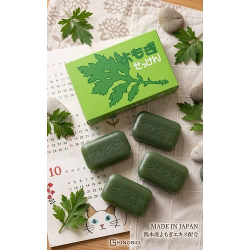 LY1427 日本製地之塩社 熊本天然艾草石鹼/4入