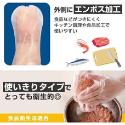 LY879 日本進口拋棄式防滑落塑膠手套100枚入