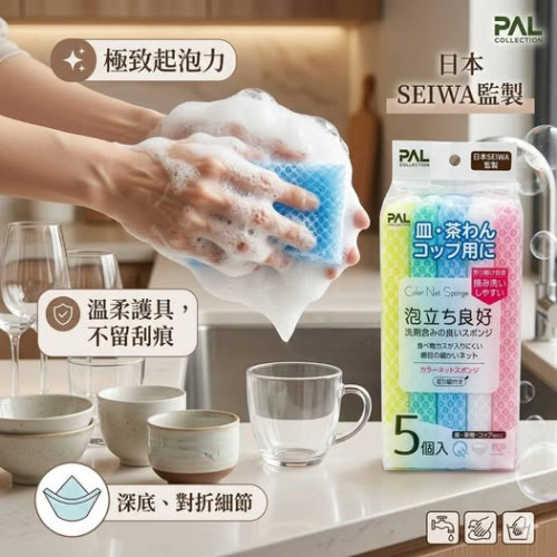 LY1000  日本進口SEIWA廚房用網布清潔海綿/5入× 2