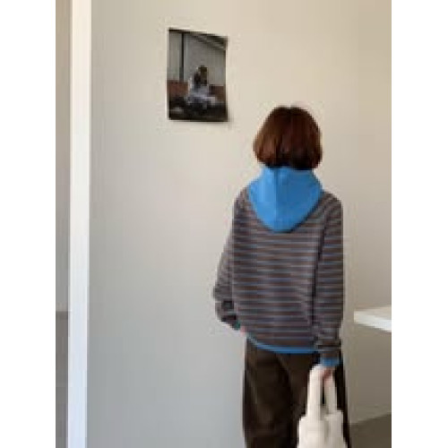 LY916 韓系百搭圍脖+條紋針織長袖上衣