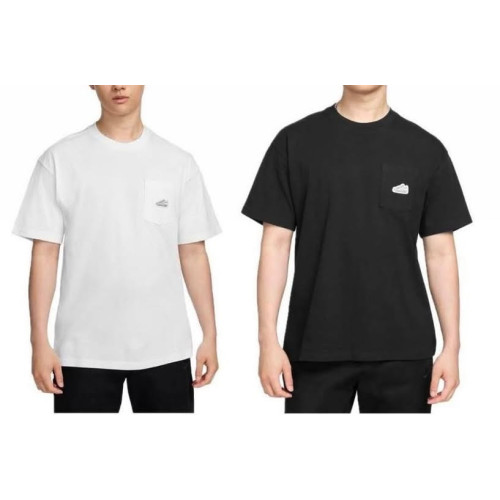 LY985 NIKE 布標 AIR FORCE 1 刺繡口袋 寬鬆短T (黑/白）色