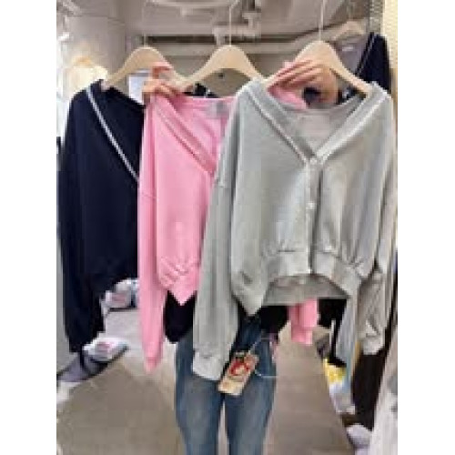 LY986 韓國蕾絲花邊V領開衫外套